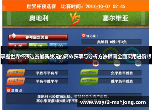 掌握世界杯预选赛最新战况的高效获取与分析方法指南全面实用进阶版